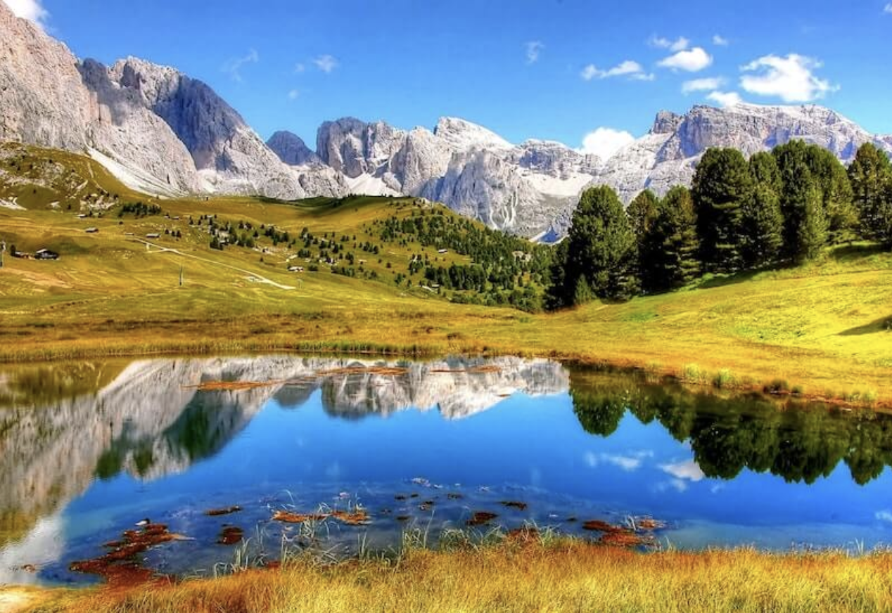 Rocky Mountains, lake and trees