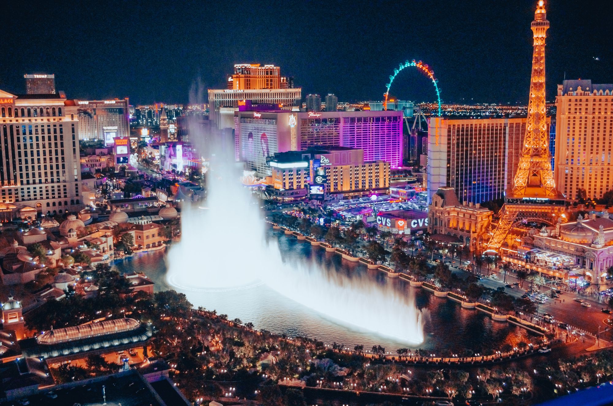 The Bellagio fountain is a free show with dancing fountains, music, and lights.