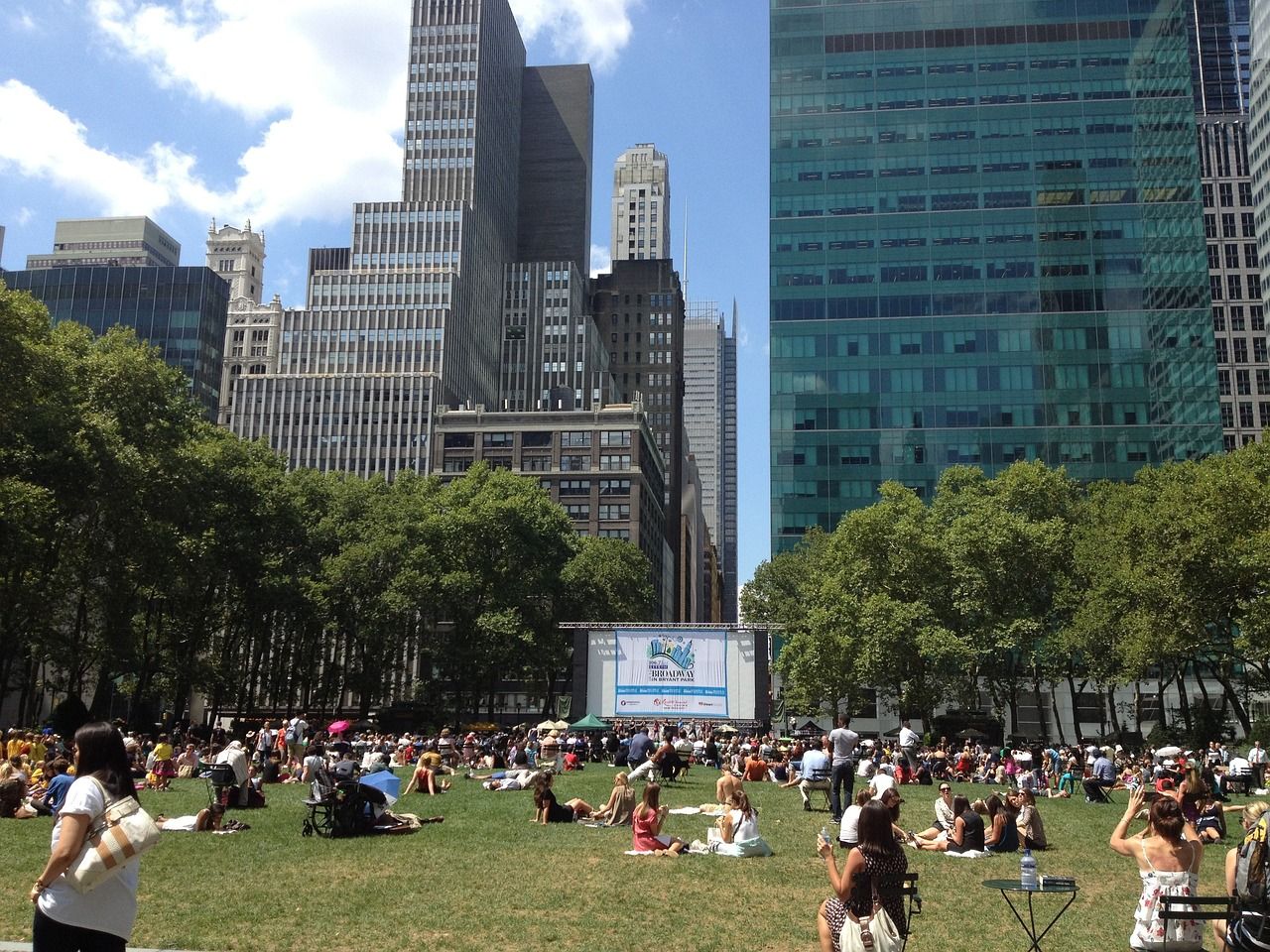 Bryant Park is a massive park that has live music, games, food, garden, events, and much much more.