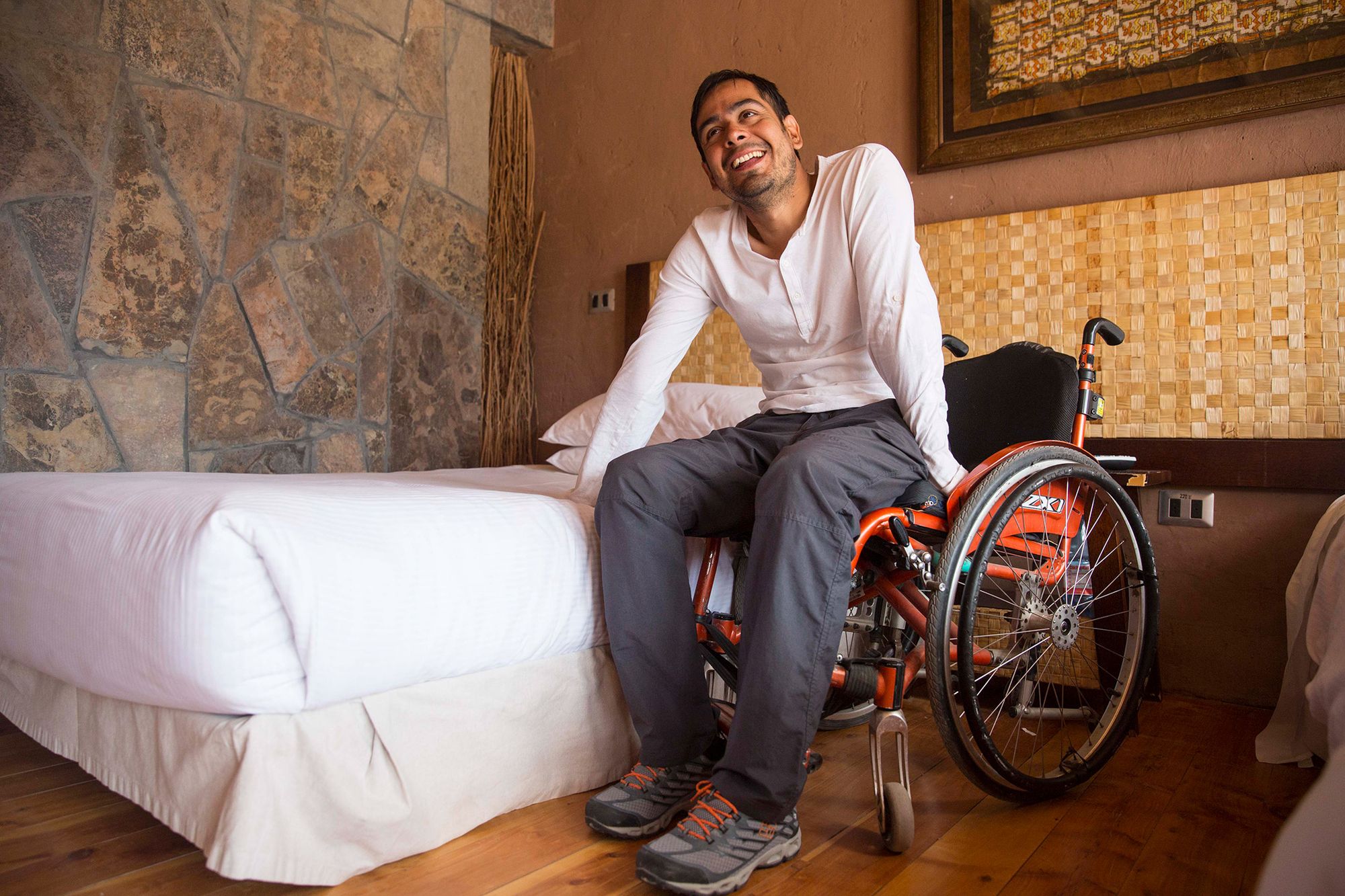 Accessible bed height is typically 22"-25" for most wheelchair users.