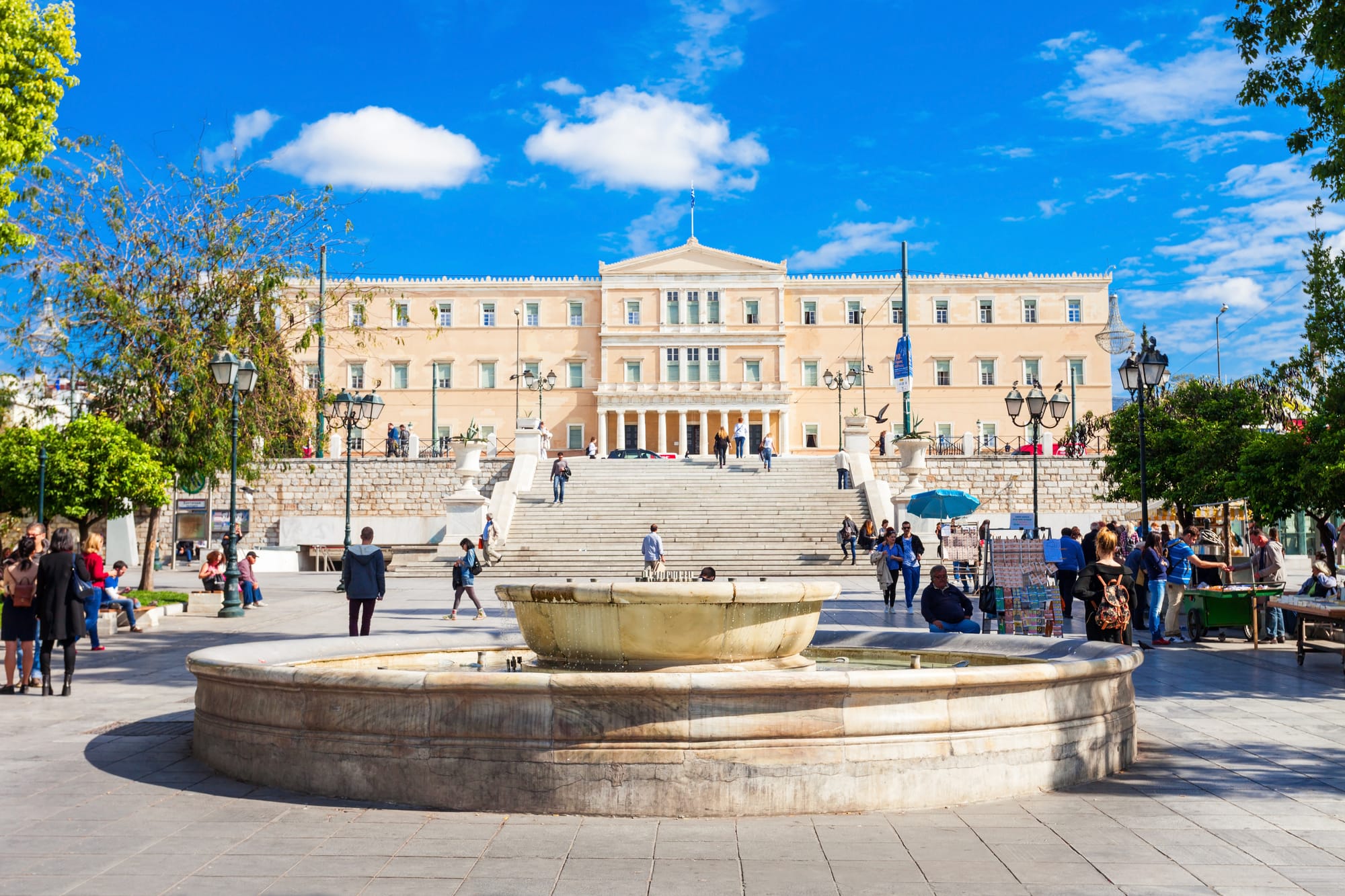 Shot of parliament building in Syntagma Square in Athens, Greece