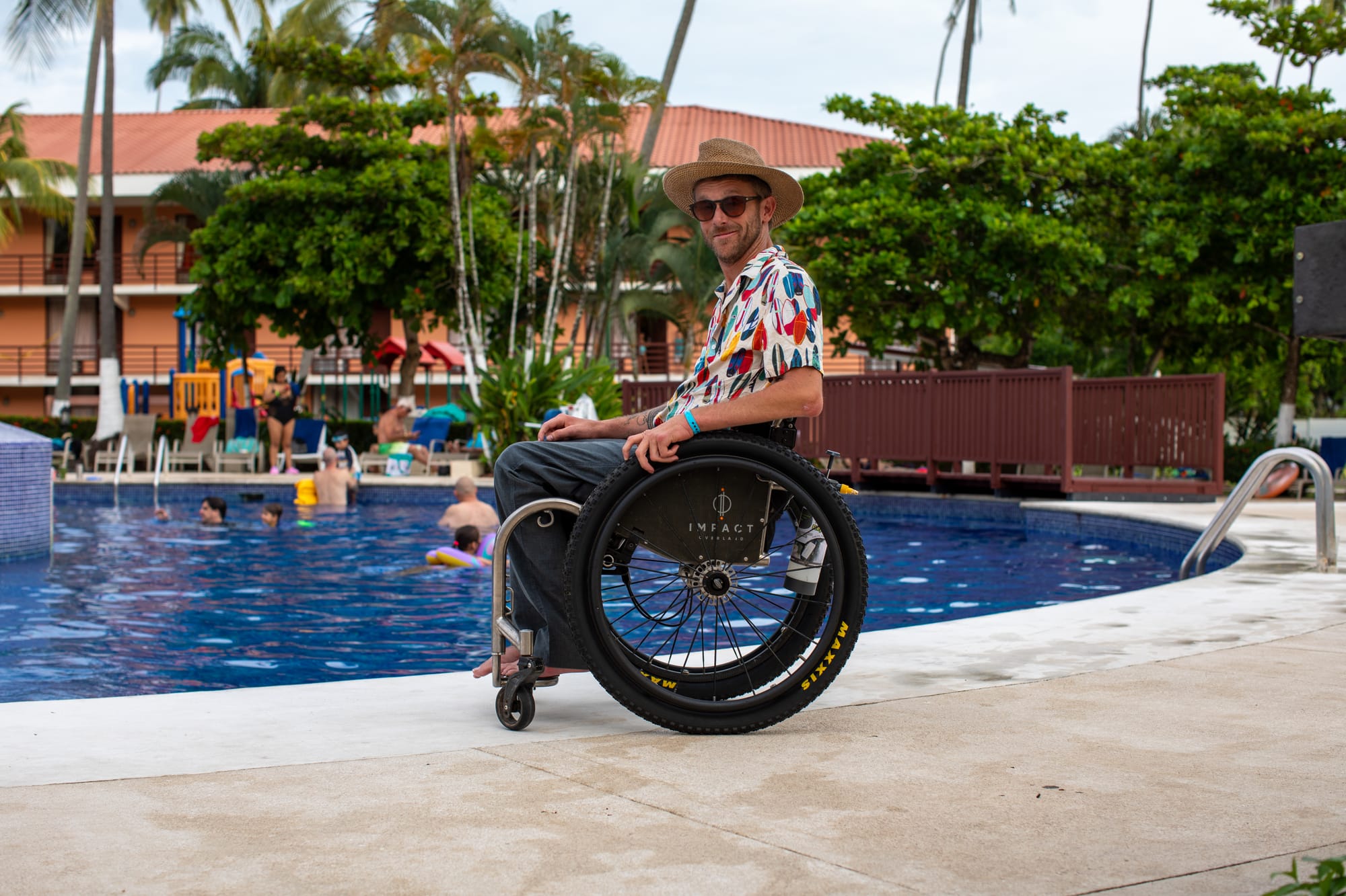 Wheelchair-user enjoying an accessible resort in Costa Rica