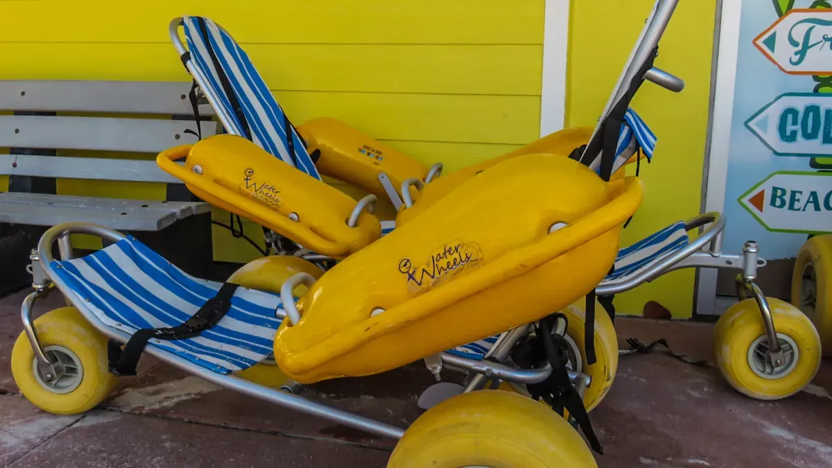 Beach wheelchair rental at Clearwater Beach in Clearwater, Florida