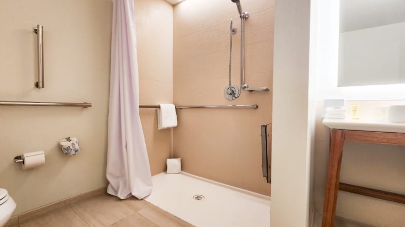 Accessible roll-in shower in Element Scottsdale at SkySong