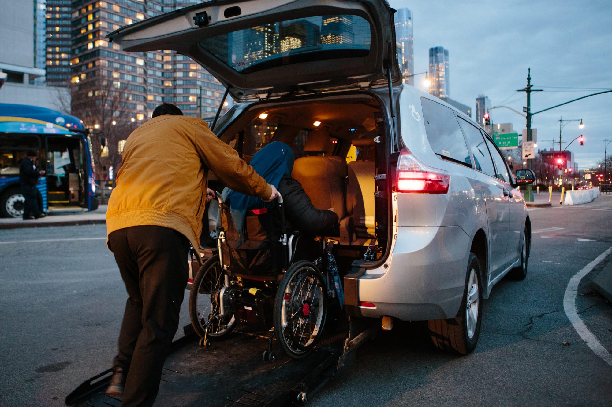 Accessible van with wheelchair ramp