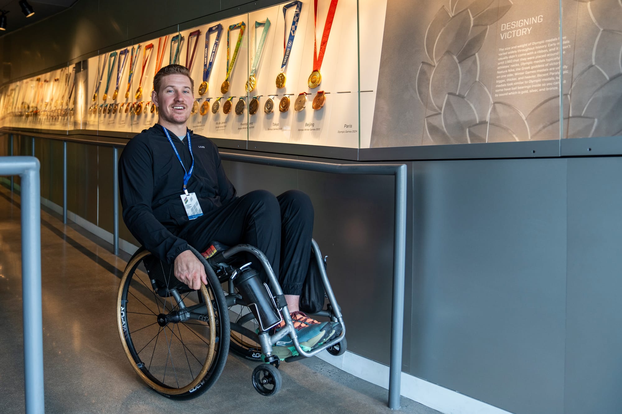 Wheelchair user at The Olympic & Paralympic Museum in Colorado Springs