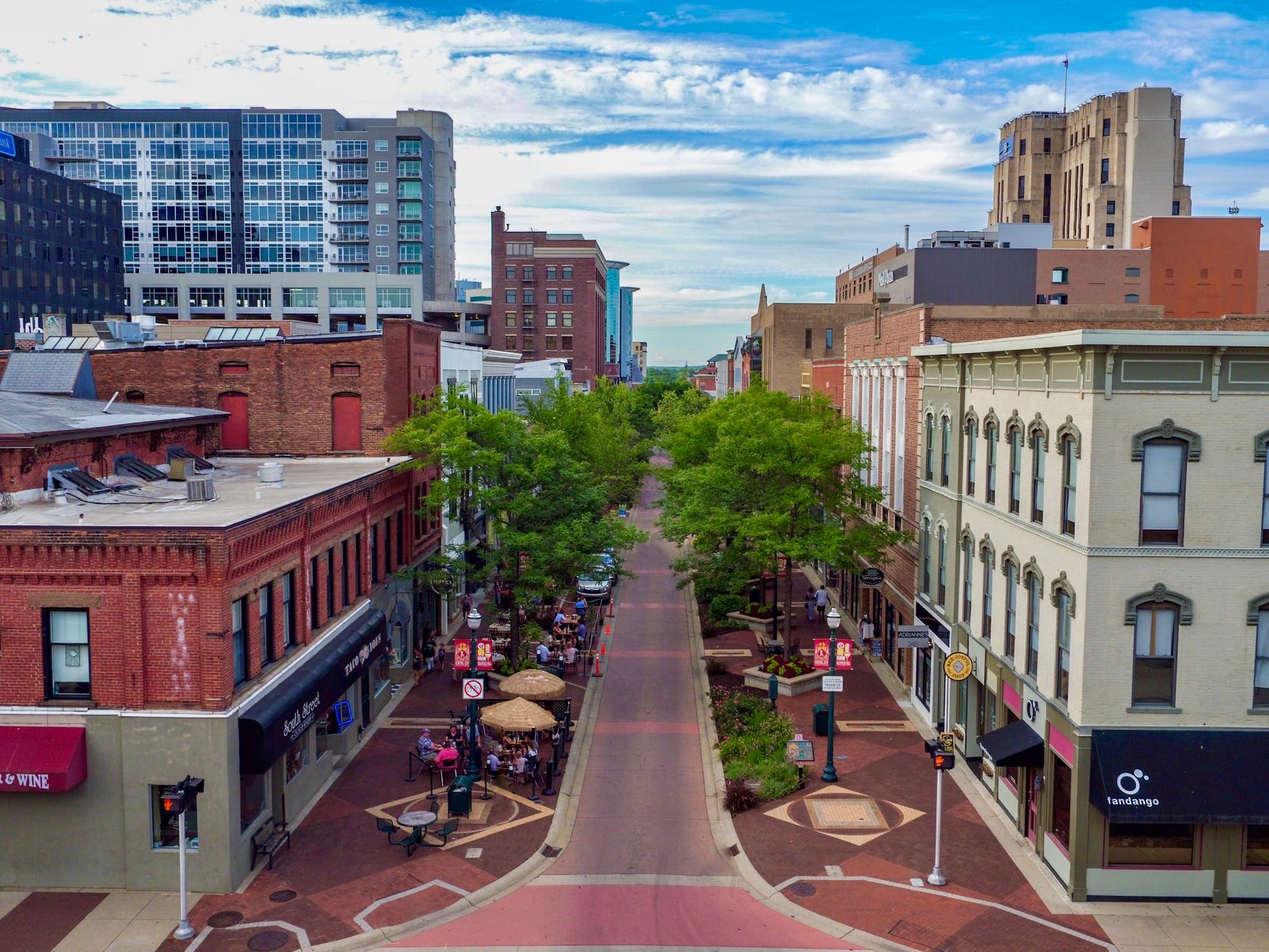 Arial view of Kalamazoo Mall