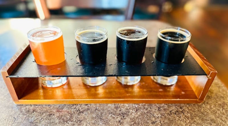 Four-beer flight at Saugatuck Brewing Co.