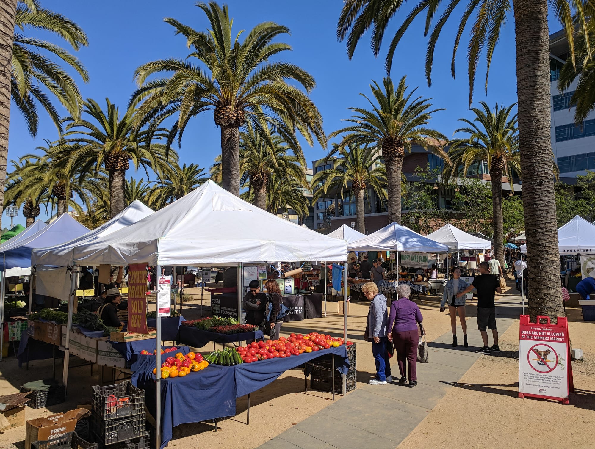 Produce stand at the Farmers Market in Jack London Square in Oakland, California