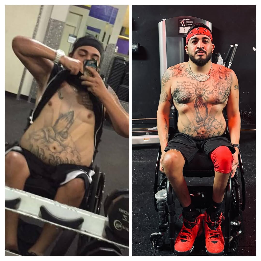 Wheelchair user, Anthony Sanchez, shows fitness progress