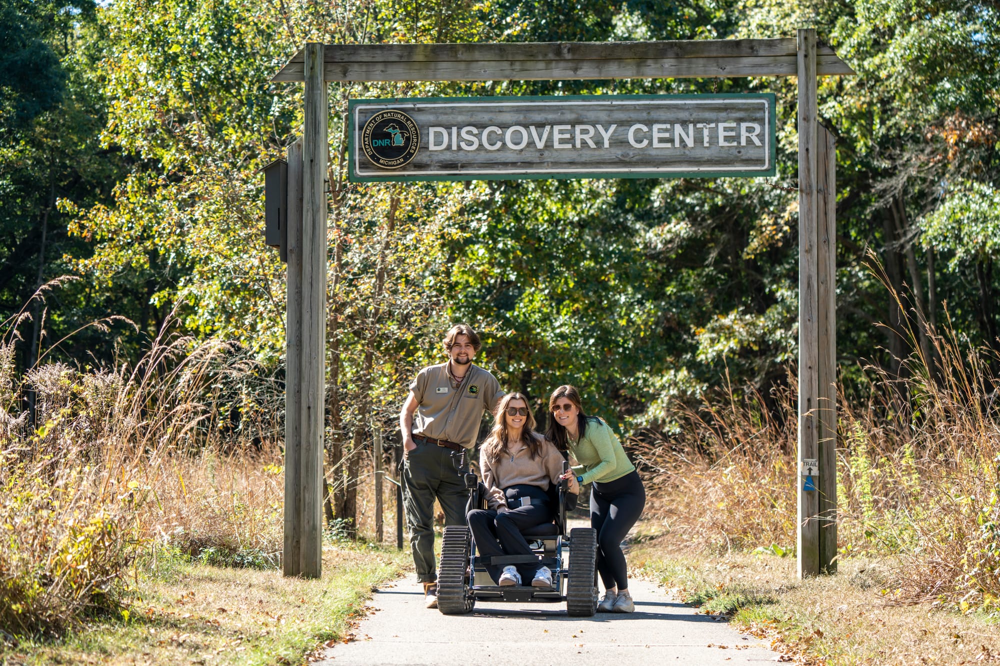 Track wheelchair on an accessible path at Waterloo Recreation Area