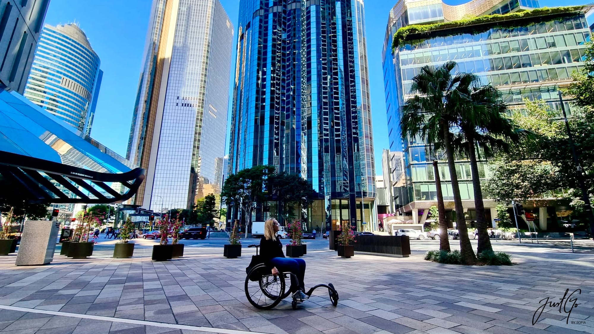 Wheelchair-user traveling in Brisbane, Australia