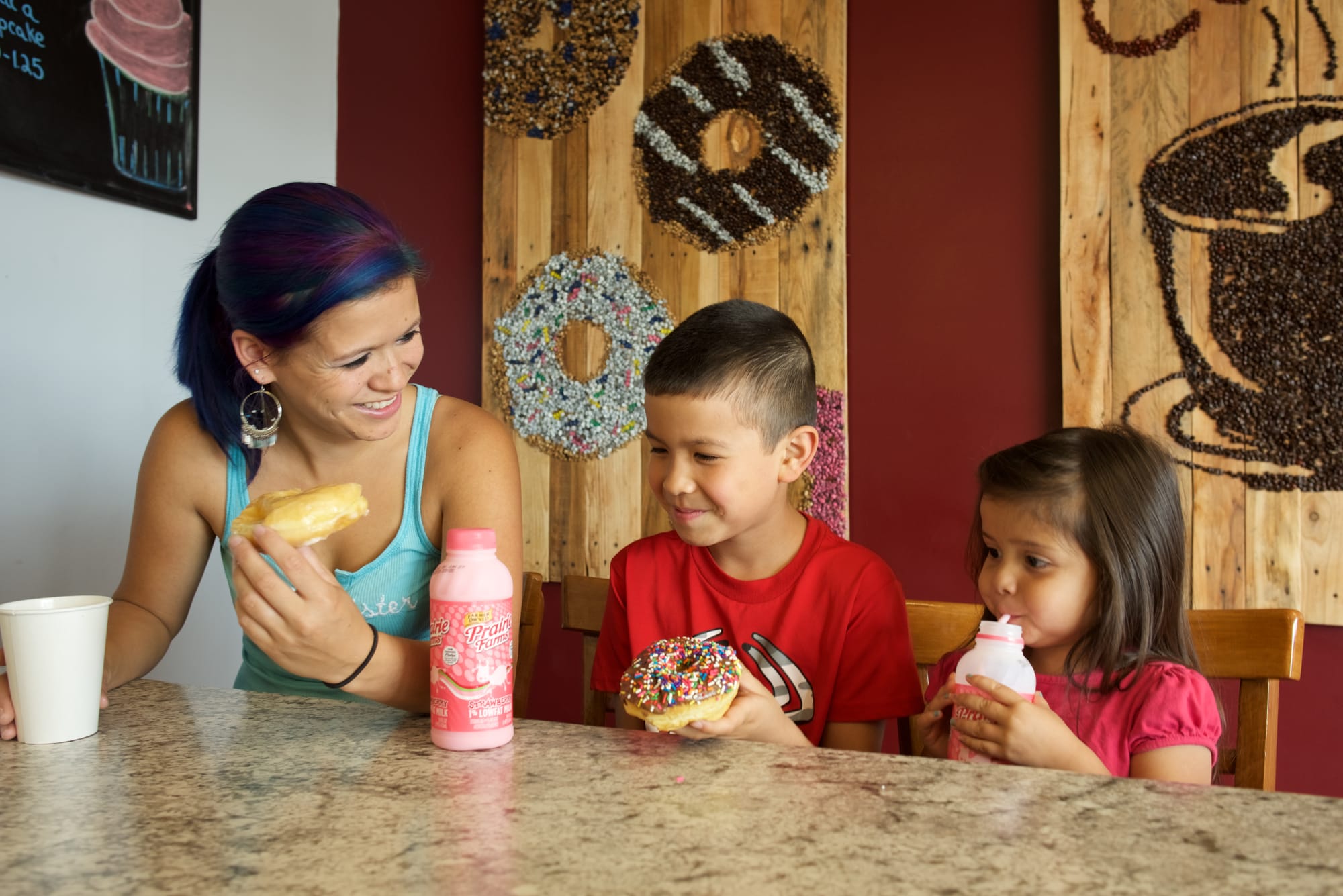 Mom and kids enjoying the Butler County Donut Trail