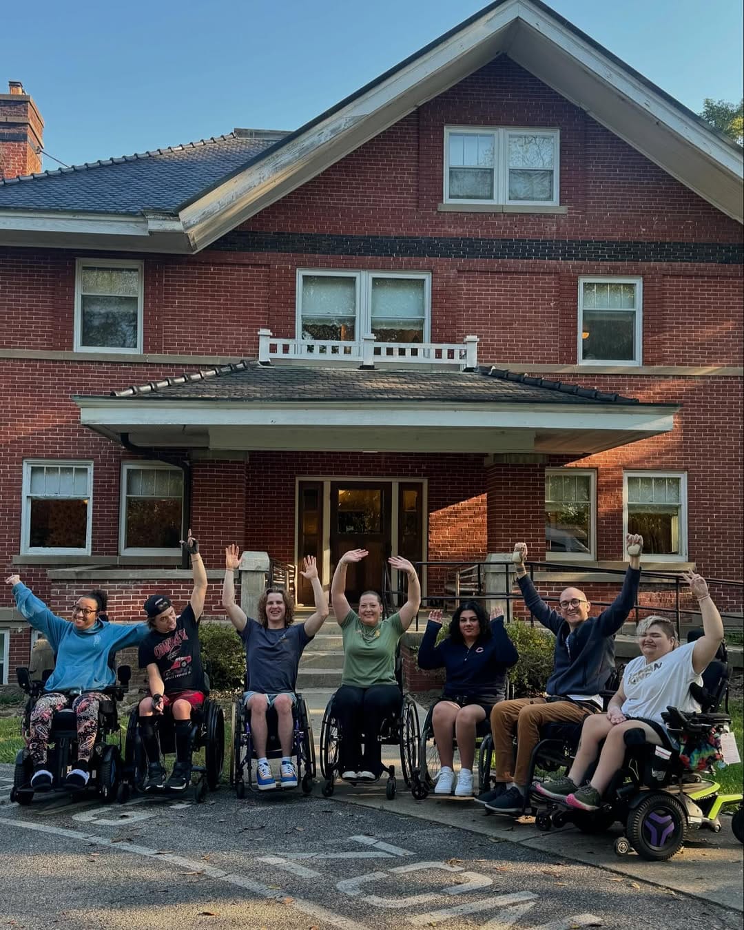 Mason Branstrator with friends at a disability retreat