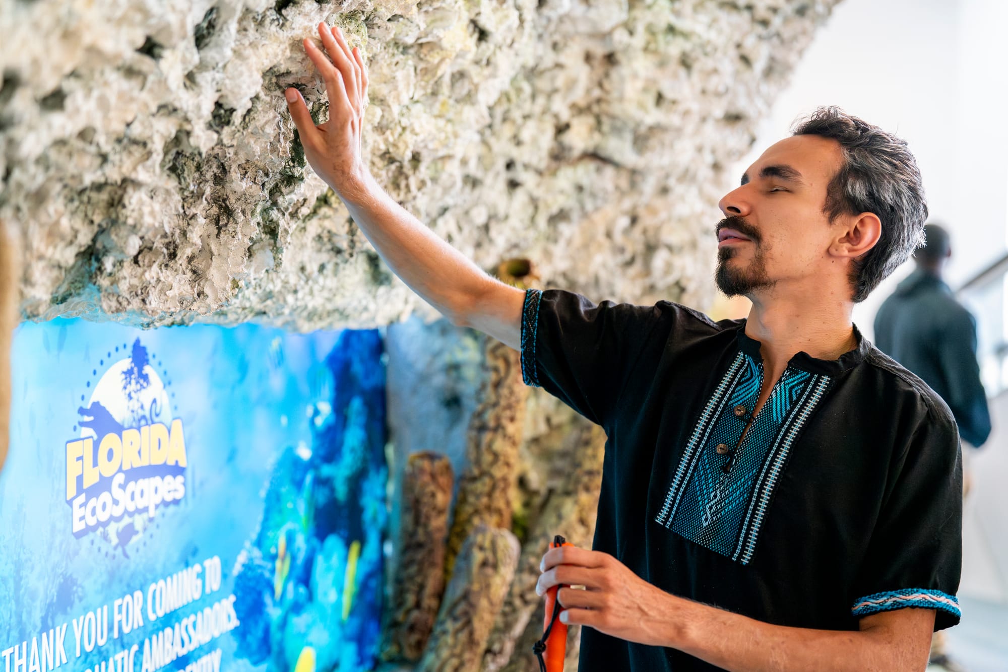 Blind man enjoying accessible attractions in Fort Lauderdale