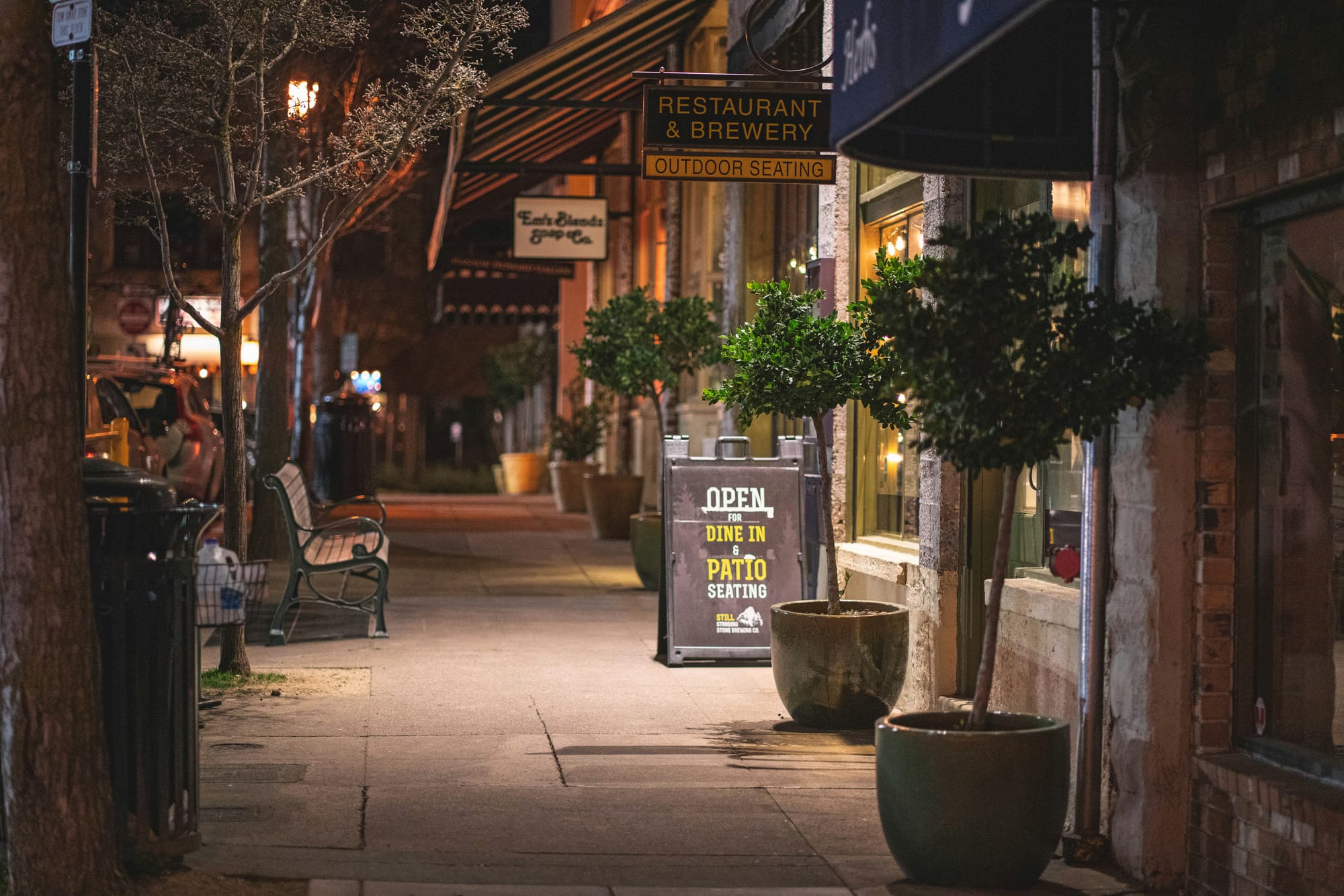 Downtown signs for food in Ashland, Oregon