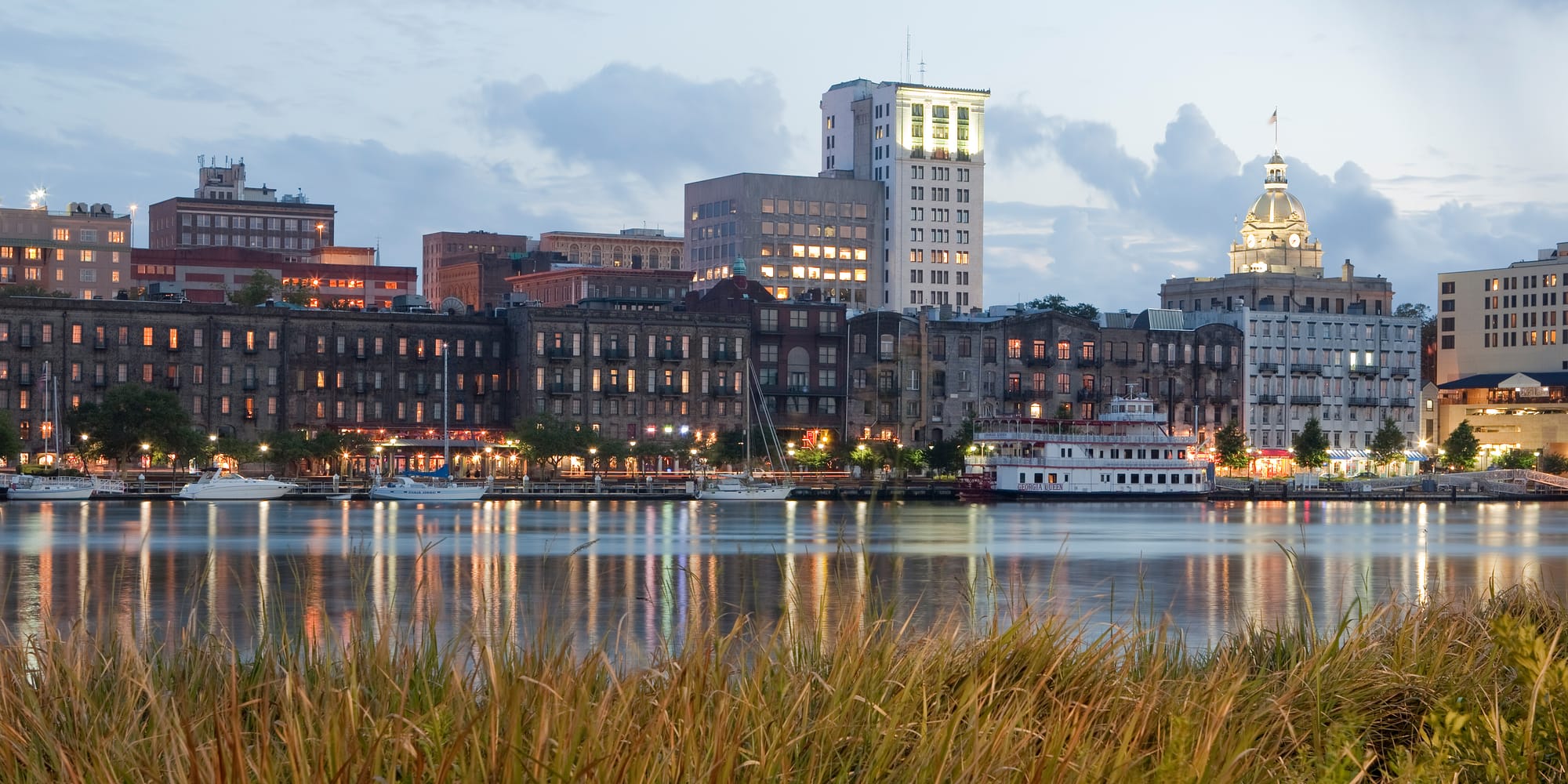 Savannah River skyline at dusk