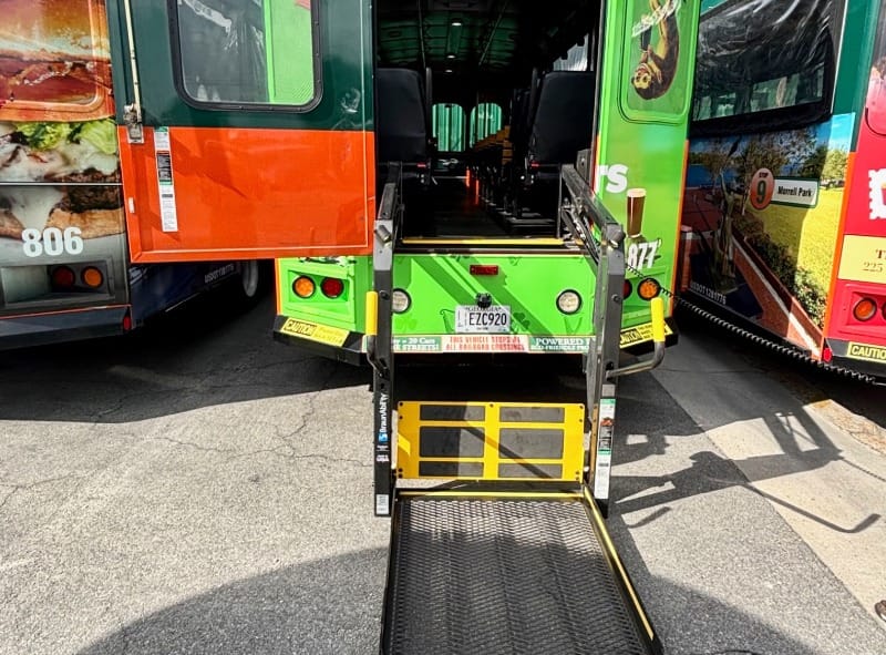 Wheelchair lift on an Old Town Trolley in Savannah