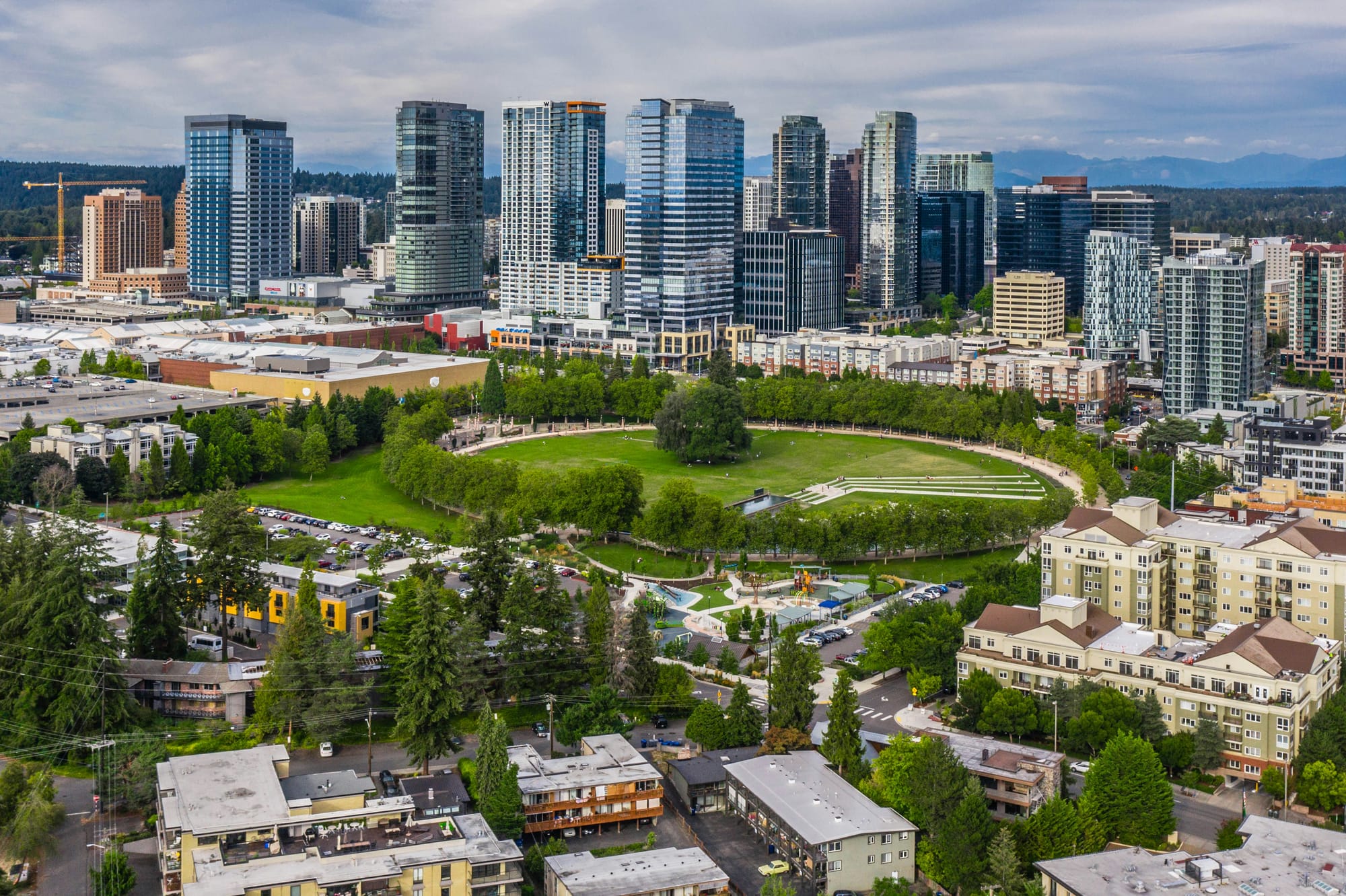 Aerial view of Bellevue Downtown Park