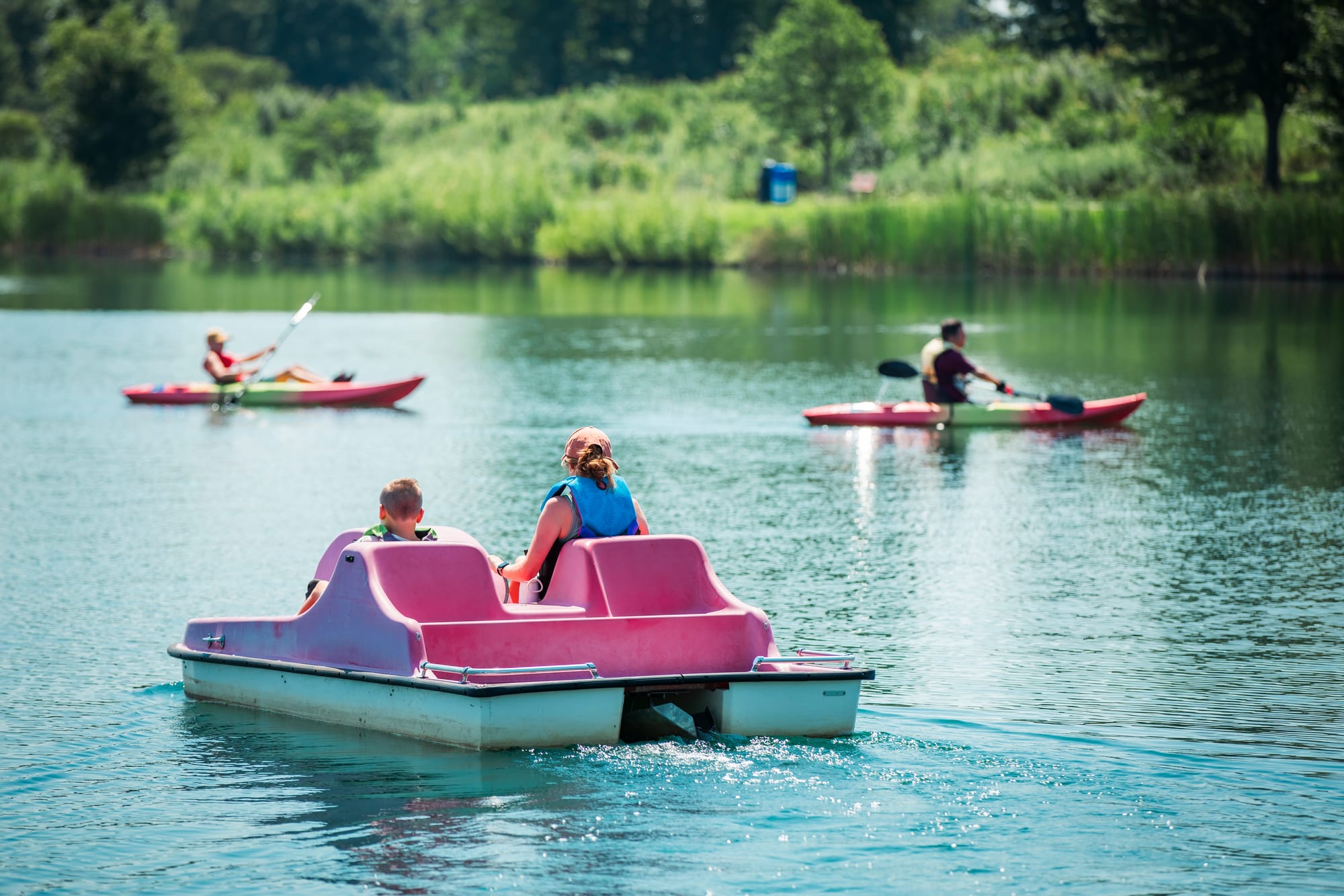 Family kayaking in Butler County, Ohio