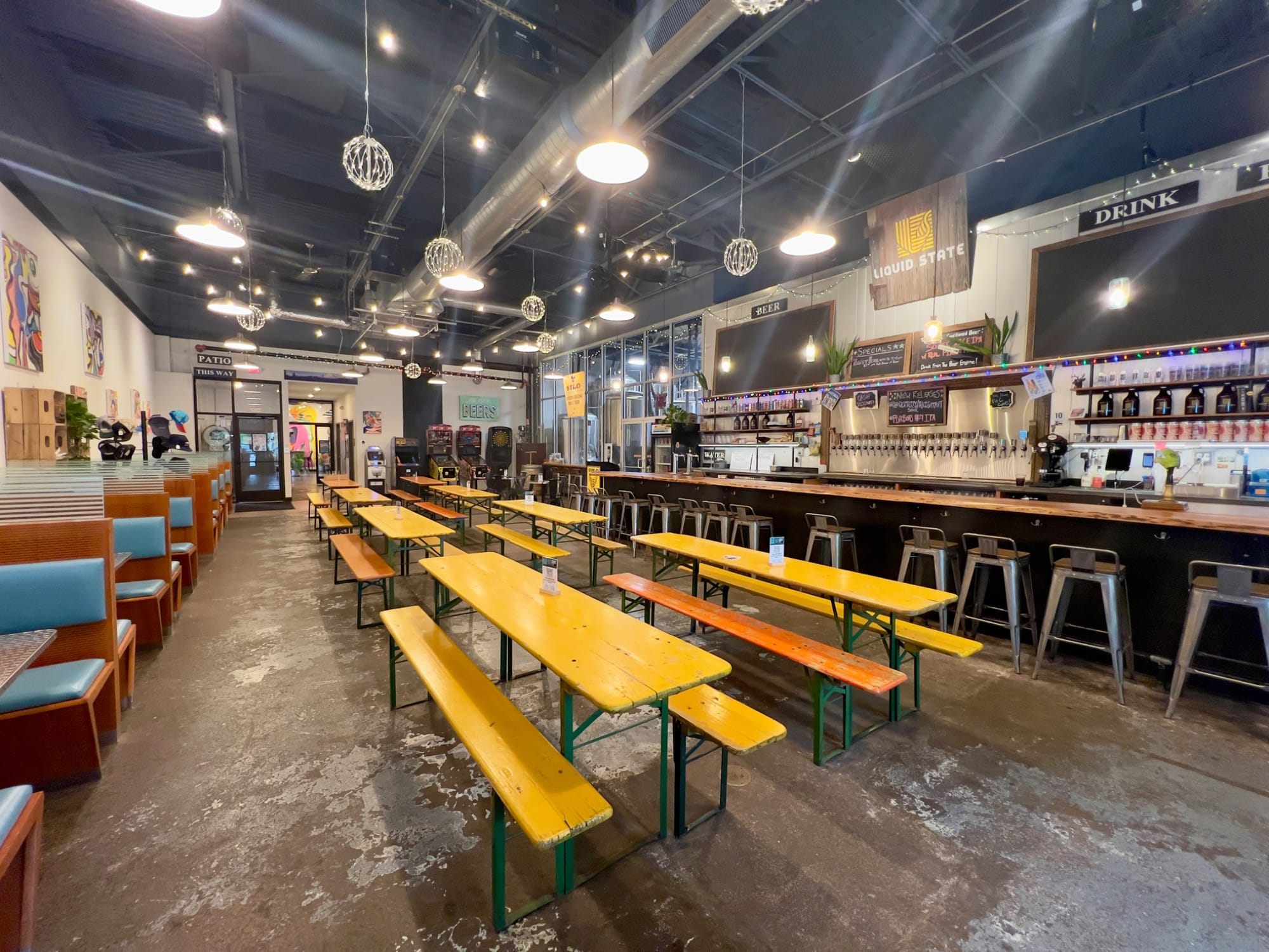 Inside of Liquid State Brewing