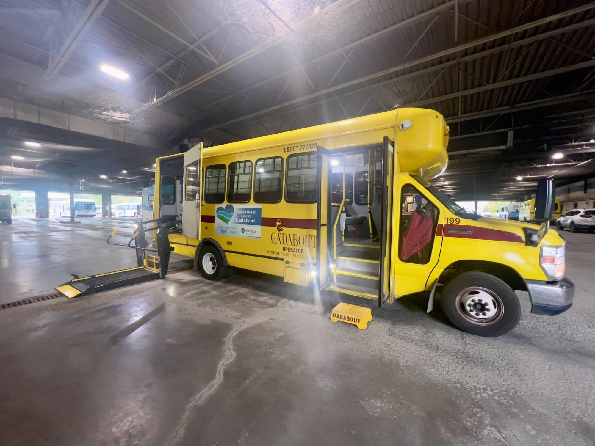 Accessible lift on a Tompkins Consolidated Area Transit van