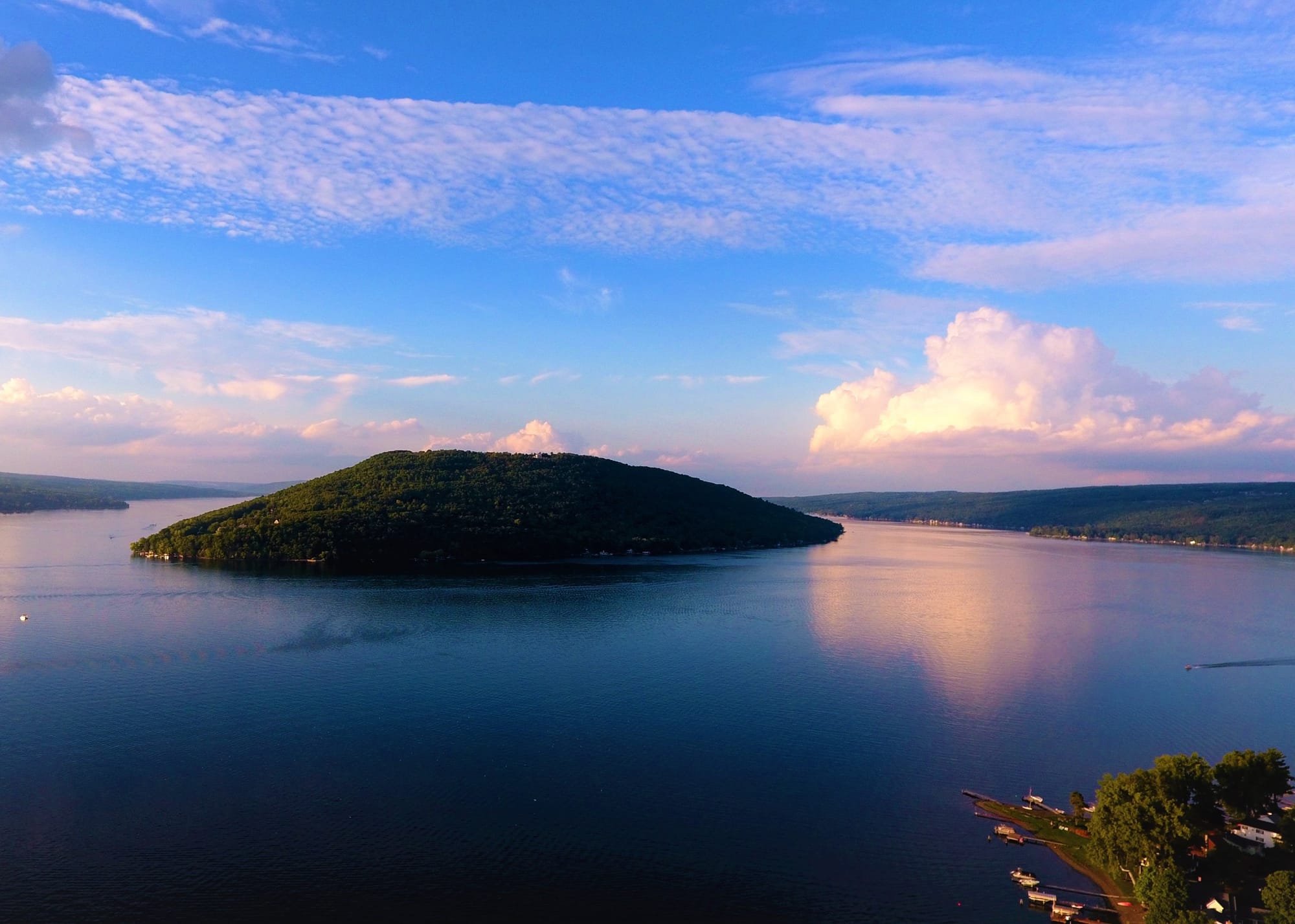 Keuka Lake in Steuben County, NY at sunset