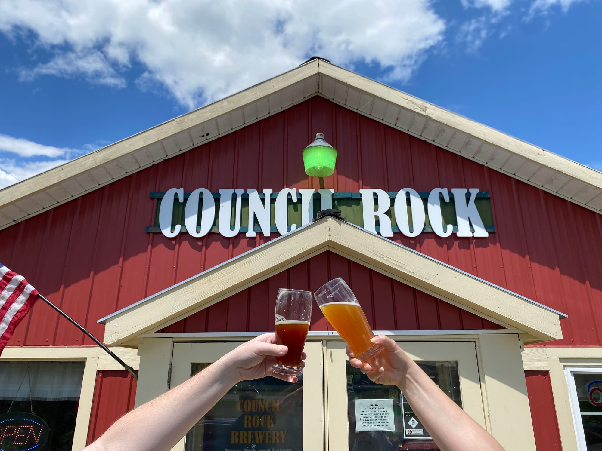 Cheering beer glasses at Council Rock Brewery