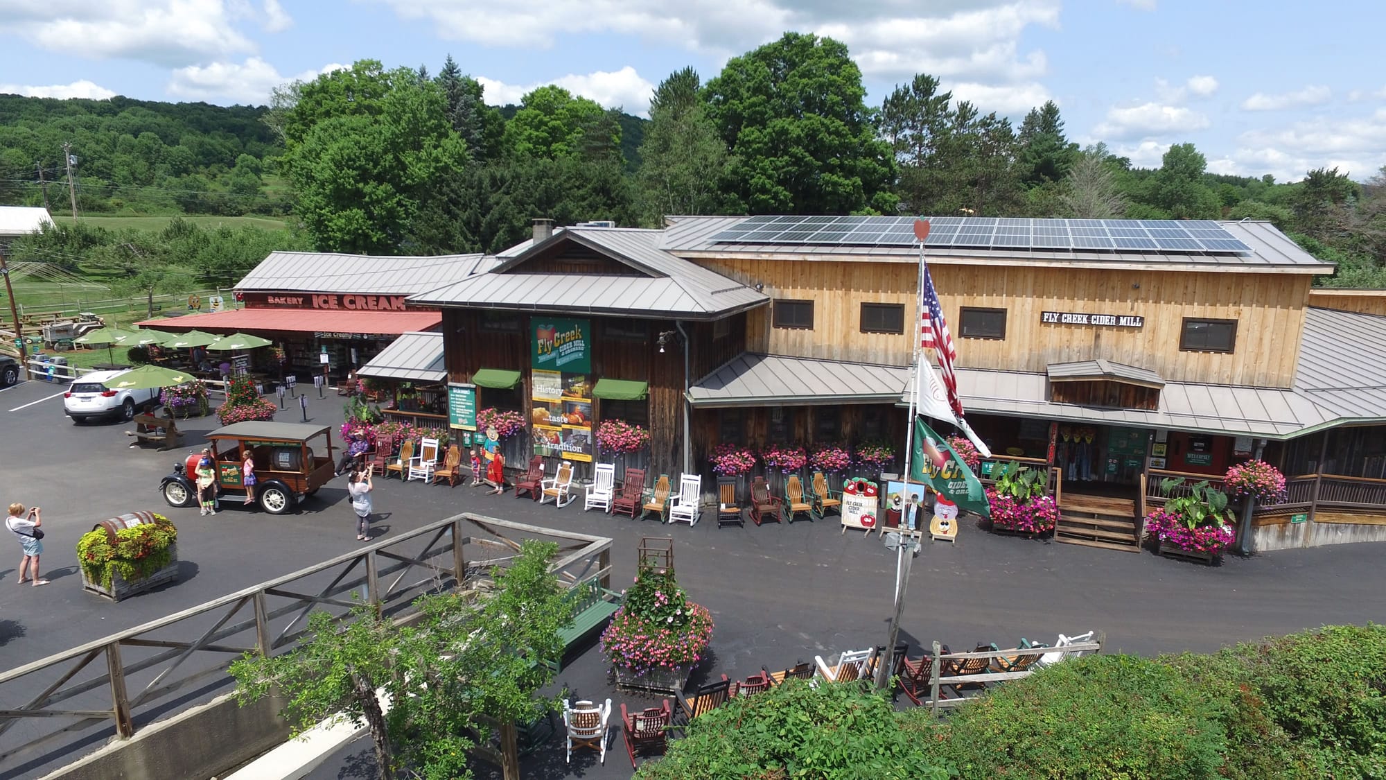 Aerial view of Fly Creek Cider Mill & Orchard in Cooperstown, NY