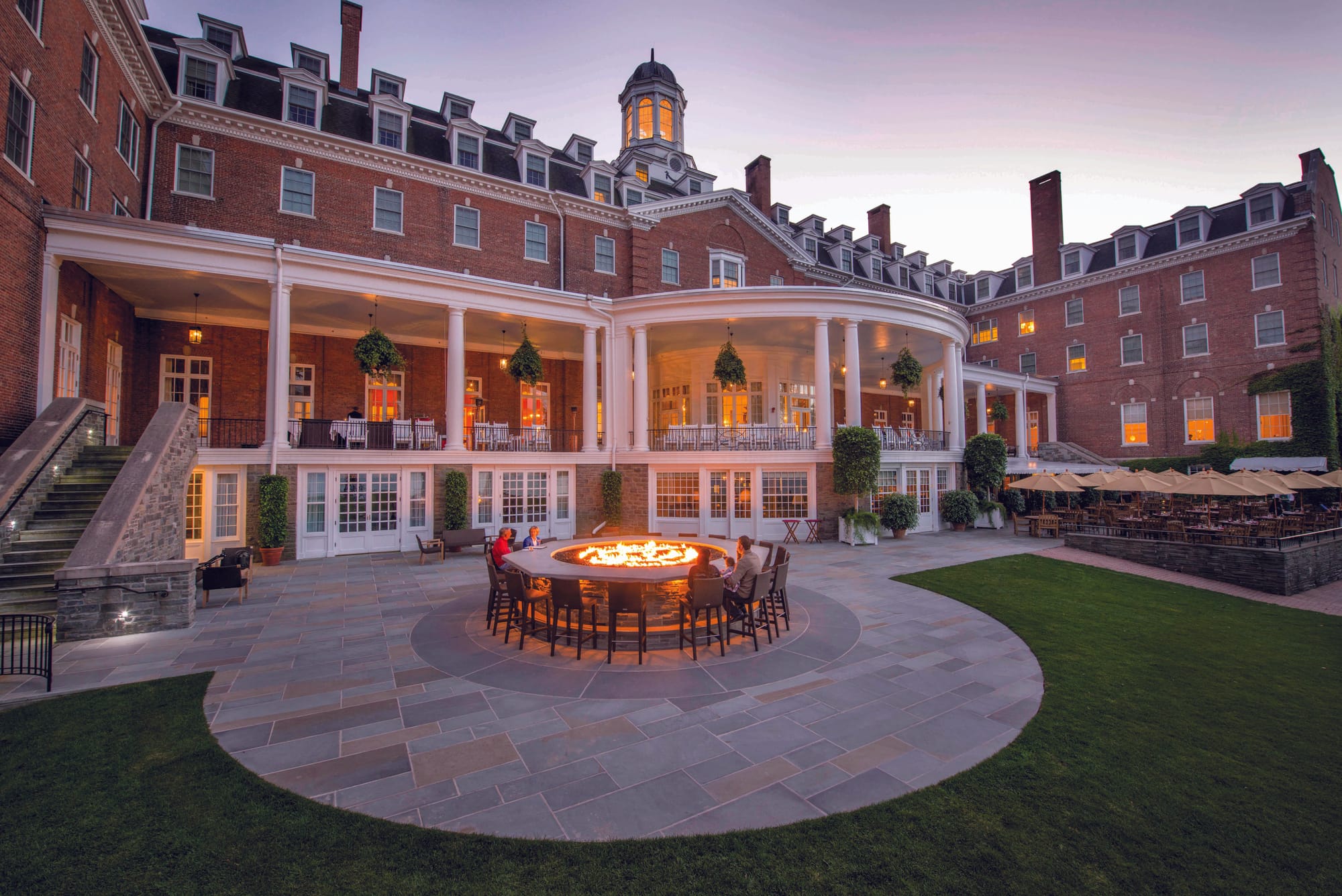 Outside fire and bar at Fire Bar at Otesaga Resort Hotel in Cooperstown County, New York