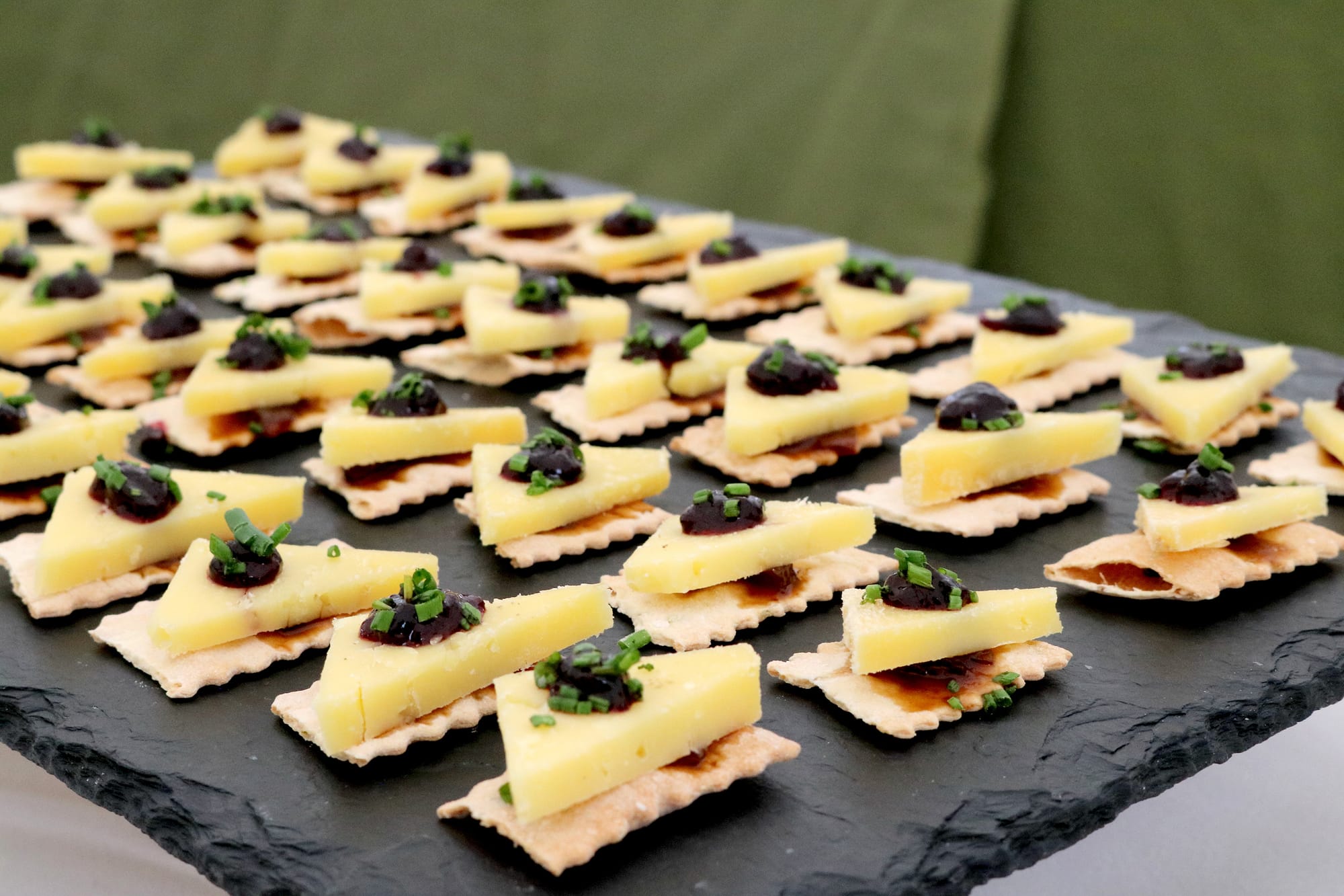 Artisan cheese on crackers at California Artisan Cheese Festival