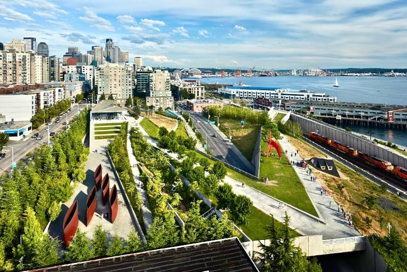 Aerial view of Olympic Sculpture Park in Seattle