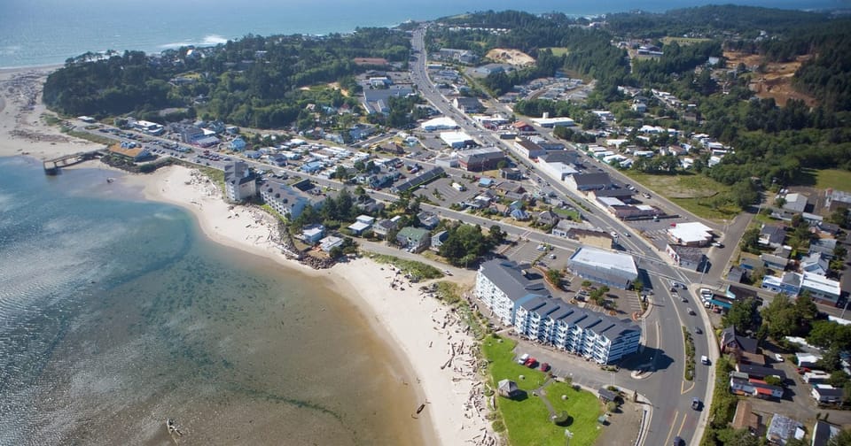Arial view of Lincoln City, Oregon