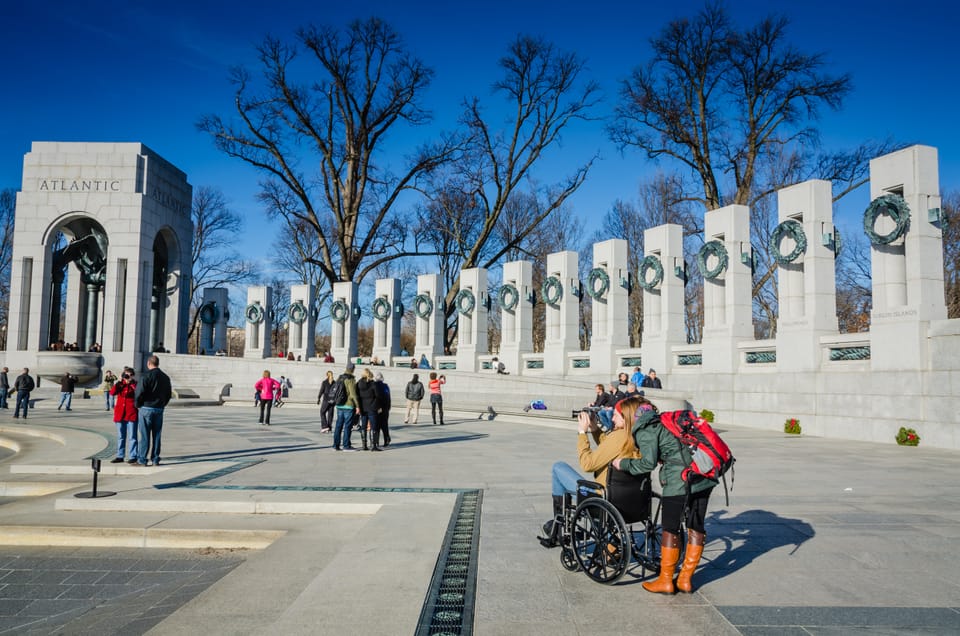 Wheelchair user taking photos in Washington DC