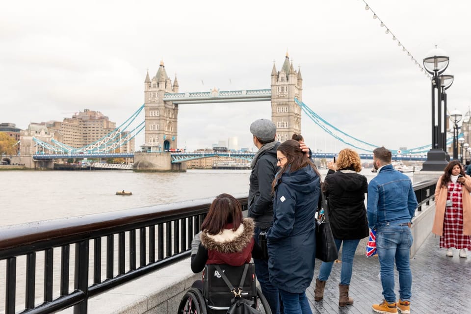 Wheelchair user and companion viewing the London Bridge