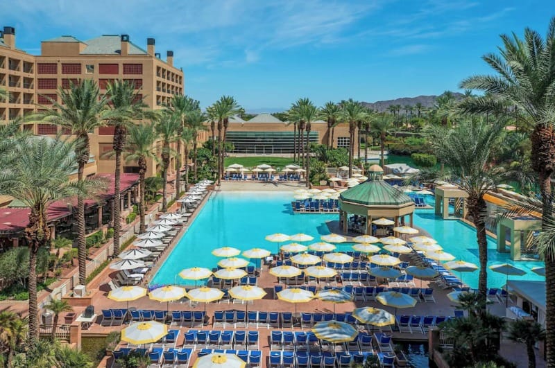 Pool area with cabanas at Renaissance Esmeralda Resort & Spa