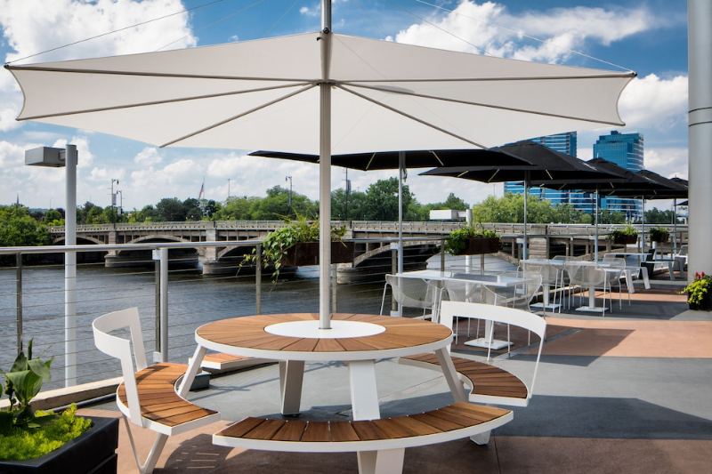 Outdoor patio overlooking the Grand River | JW Marriott Hotel Grand Rapids