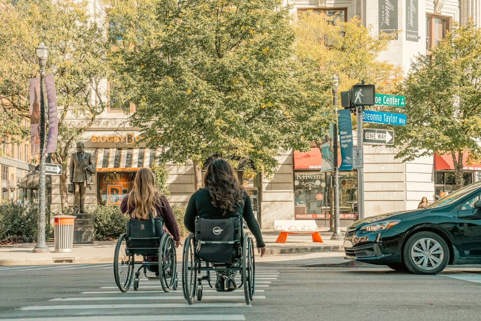 Erika and Steff, two wheelchair-users, exploring Grand Rapids