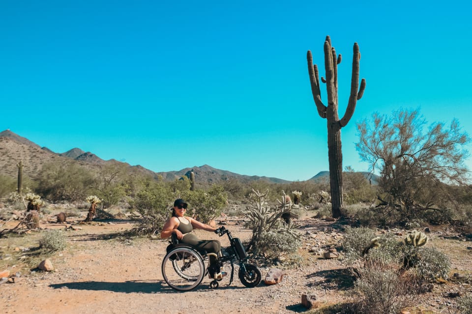 Wheelchair user on the Bajada Nature Trail near Scottsdale